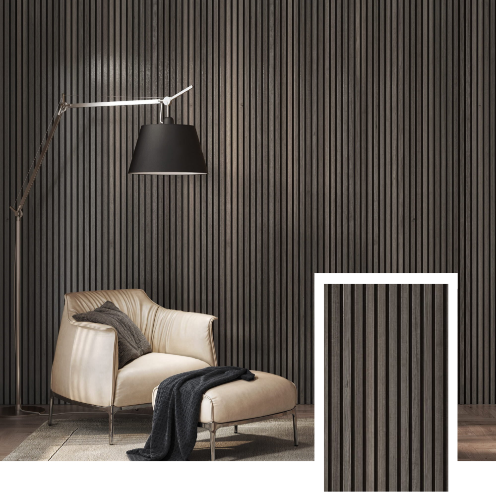 Pannello a listelli acustici Nordive™ — Quercia Affumicata (2,7 m × 1,10 m)